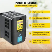 VEVOR Variable Frequency Drive, AC 220V Input 4KW Variable Frequency CNC Drive Inverter Converter, VFD 5.5HP 1 or 3 Phase Input, 3 Phase Output, CNC Motor Inverter Converter for Motor Speed Control