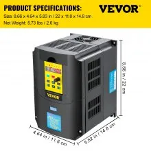 VEVOR Variable Frequency Drive, AC 220V Input 4KW Variable Frequency CNC Drive Inverter Converter, VFD 5.5HP 1 or 3 Phase Input, 3 Phase Output, CNC Motor Inverter Converter for Motor Speed Control