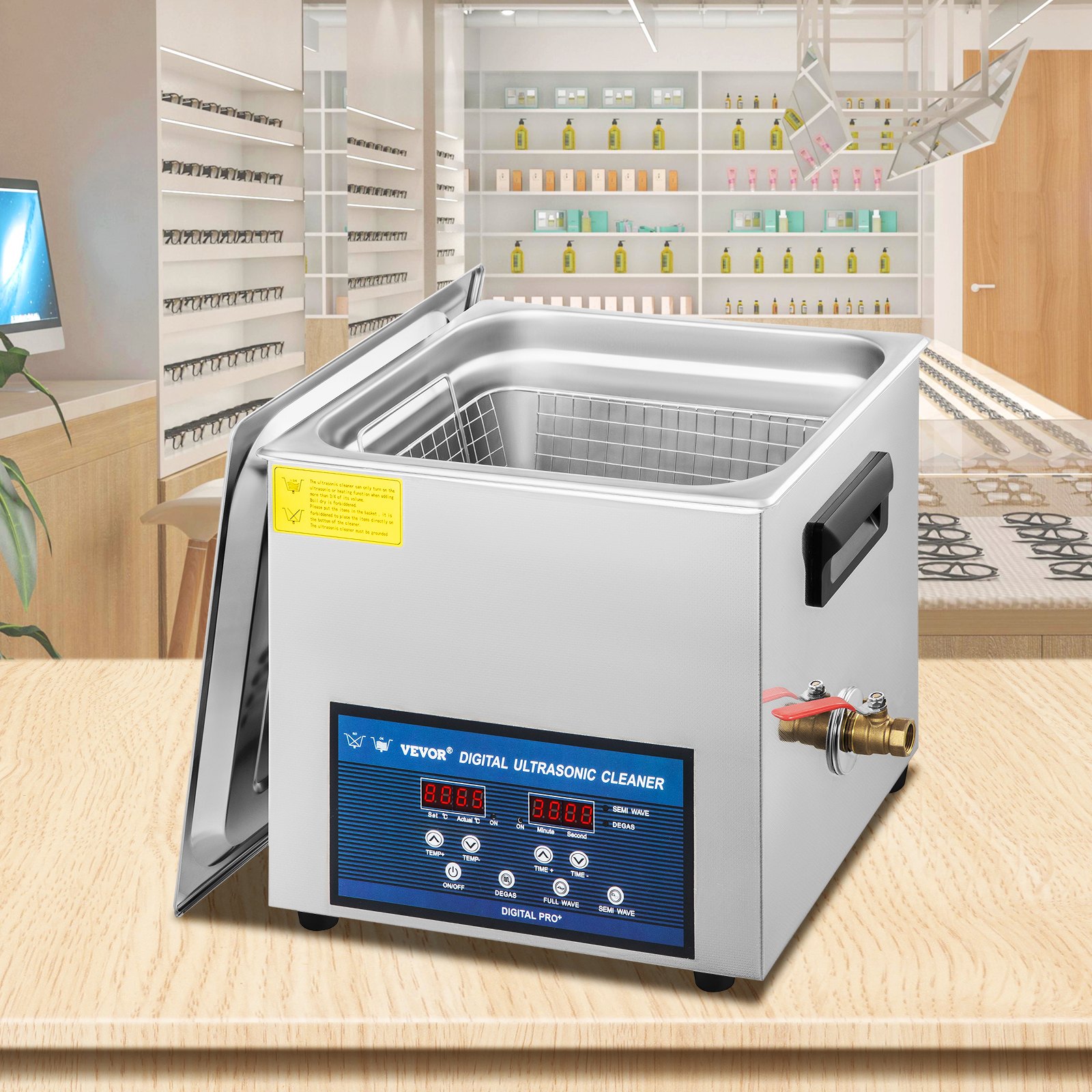 VEVOR 10L Ultrasonic Cleaner Dual Frequency Ultrasonic Cleaning Machine with Heater Jewelry Cleaner for Parts Jewelry Eyeglass Ring Denture Record Circuit Board 28/40KHz
