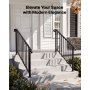 VEVOR Handrails for Outdoor Steps, 3-4 Step 2 Pack Stair Hand Rail Kit, Black Retro Arch Stair Rails for Seniors, Concrete Steps & Porch & Deck, Heavy-Duty Steel Railings with Installation Kit