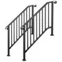 VEVOR Handrails for Outdoor Steps, 3-4 Step 2 Pack Stair Hand Rail Kit, Black Retro Arch Stair Rails for Seniors, Concrete Steps & Porch & Deck, Heavy-Duty Steel Railings with Installation Kit