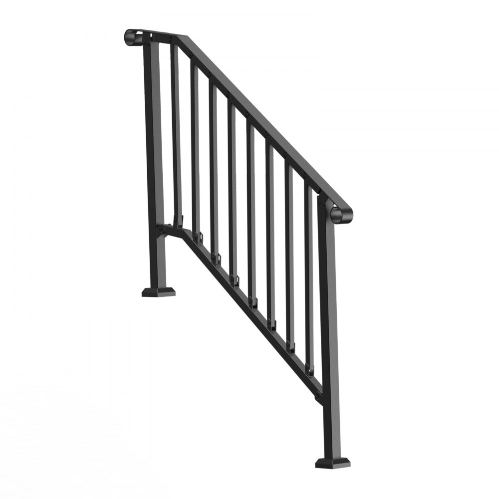 VEVOR Handrails for Outdoor Steps, 3-4 Step Stair Hand Rail Kit, Transitional Iron Railings with Installation Kit, Stair Rails for Seniors, Concrete Steps & Porch & Deck, Black Retro Arch
