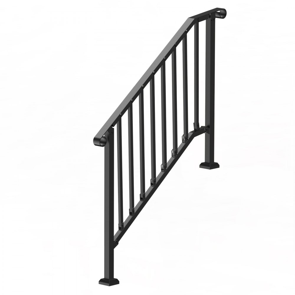 VEVOR Handrails for Outdoor Steps, 3-4 Step Stair Hand Rail Kit, Transitional Iron Railings with Installation Kit, Stair Rails for Seniors, Concrete Steps & Porch & Deck, Black Retro Arch