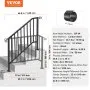 VEVOR Handrails for Outdoor Steps, 3-4 Step Stair Hand Rail Kit, Transitional Iron Railings with Installation Kit, Stair Rails for Seniors, Concrete Steps & Porch & Deck, Black Retro Arch