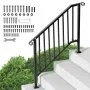 VEVOR Handrails for Outdoor Steps, 3-4 Step Stair Hand Rail Kit, Transitional Iron Railings with Installation Kit, Stair Rails for Seniors, Concrete Steps & Porch & Deck, Black Retro Arch