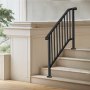 VEVOR Handrails for Outdoor Steps, 3-4 Step Stair Hand Rail Kit, Transitional Iron Railings with Installation Kit, Stair Rails for Seniors, Concrete Steps & Porch & Deck, Black Retro Arch