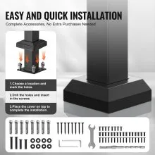 VEVOR Handrails for Outdoor Steps, 3-4 Step Stair Hand Rail Kit, Transitional Iron Railings with Installation Kit, Stair Rails for Seniors, Concrete Steps & Porch & Deck, Black Retro Arch