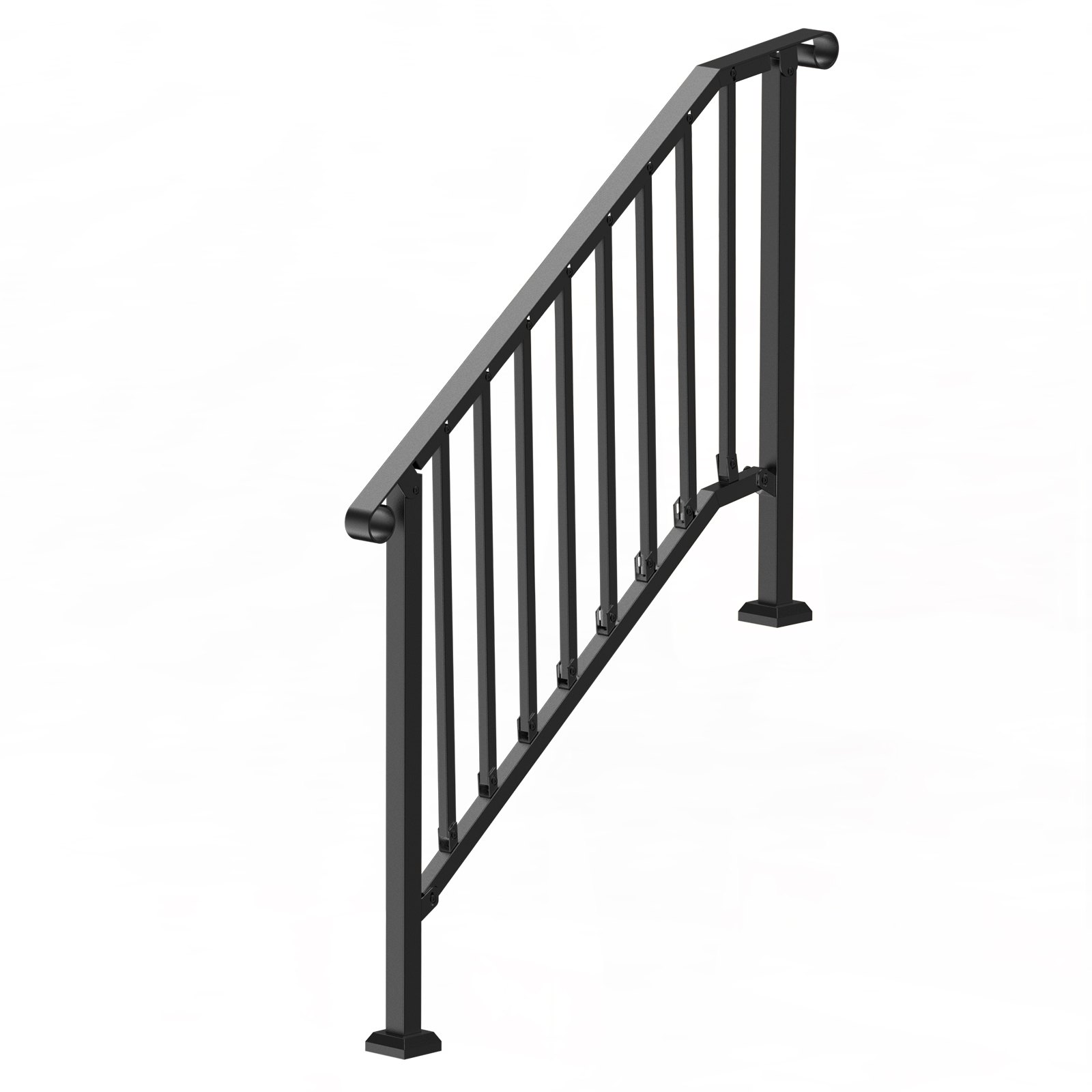 VEVOR Handrails for Outdoor Steps, 3-4 Step Stair Hand Rail Kit, Transitional Iron Railings with Installation Kit, Stair Rails for Seniors, Concrete Steps & Porch & Deck, Black Retro Arch
