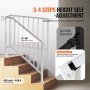 VEVOR Handrails for Outdoor Steps, 3-4 Step Stair Hand Rail Kit, Transitional Carbon Steel Railings with Installation Kit, Stair Rails for Seniors, Concrete Steps & Porch & Deck, White Retro Arch