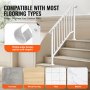 VEVOR Handrails for Outdoor Steps, 3-4 Step Stair Hand Rail Kit, Transitional Carbon Steel Railings with Installation Kit, Stair Rails for Seniors, Concrete Steps & Porch & Deck, White Retro Arch