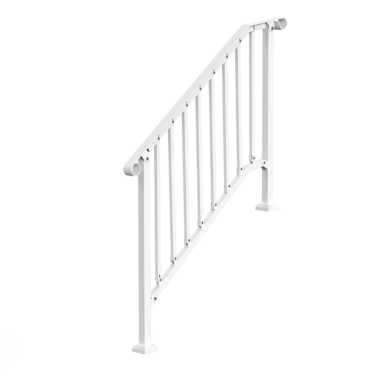 VEVOR Handrails for Outdoor Steps, 3-4 Step Stair Hand Rail Kit, Transitional Carbon Steel Railings with Installation Kit, Stair Rails for Seniors, Concrete Steps & Porch & Deck, White Retro Arch