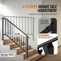 VEVOR Handrails for Outdoor Steps, 5 Step Stair Hand Rail Kit, Transitional Carbon Steel Railings with Installation Kit, Stair Rails for Seniors, Concrete Steps & Porch & Deck, Black Retro Arch