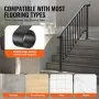 VEVOR Handrails for Outdoor Steps, 5 Step Stair Hand Rail Kit, Transitional Carbon Steel Railings with Installation Kit, Stair Rails for Seniors, Concrete Steps & Porch & Deck, Black Retro Arch