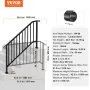 VEVOR Handrails for Outdoor Steps, 5 Step Stair Hand Rail Kit, Transitional Carbon Steel Railings with Installation Kit, Stair Rails for Seniors, Concrete Steps & Porch & Deck, Black Retro Arch