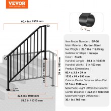 VEVOR 5-6 Step Handrails for Outdoor for Seniors Porch Deck Black Retro Arch
