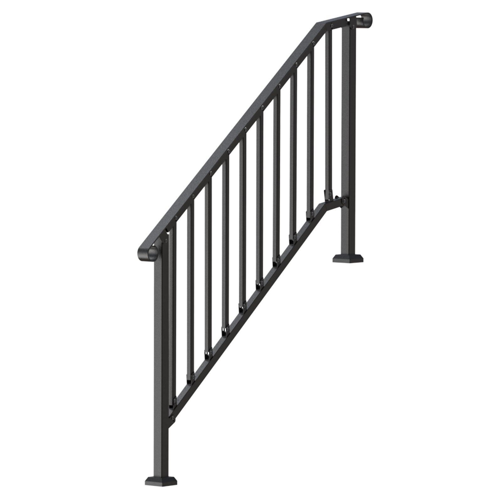 VEVOR Handrails for Outdoor Steps, 5 Step Stair Hand Rail Kit, Transitional Carbon Steel Railings with Installation Kit, Stair Rails for Seniors, Concrete Steps & Porch & Deck, Black Retro Arch