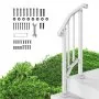 VEVOR Handrails for Outdoor Steps, 1-2 Step Stair Hand Rail Kit, Transitional Carbon Steel Railings with Installation Kit, Stair Rails for Seniors, Concrete Steps & Porch & Deck, White Retro Arch