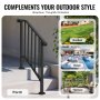 VEVOR 2-3 Step Handrails for Outdoor for Seniors Porch Deck Black Retro Arch