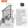 VEVOR Handrails for Outdoor Steps, 2-3 Step Stair Hand Rail Kit, Transitional Carbon Steel Railings with Installation Kit, Stair Rails for Seniors, Concrete Steps & Porch & Deck, Black Retro Arch