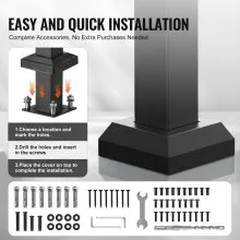 VEVOR Handrails for Outdoor Steps, 2-3 Step Stair Hand Rail Kit, Transitional Carbon Steel Railings with Installation Kit, Stair Rails for Seniors, Concrete Steps & Porch & Deck, Black Retro Arch