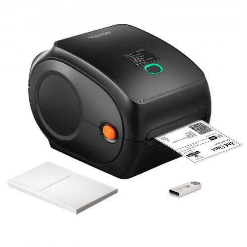VEVOR Direct Bluetooth Thermal Label Printer HD(300DPI), All in One BT-USB Cable Dual-use Shipping Label Printer w/Automatic Label Recognition, Support Windows/MacOS/Linux/Chromebook/Android/iOS