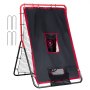 VEVOR Baseball And Softball Rebounder Net, 3.5 x 4.5 ft 2-in-1 Switch Hitter Pitch Trainer, PitchBack Baseball Pitching Return Trainer Nest, Bounce Back Net for Fielding/Throwing Practice