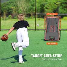 Plasa de rebounder pentru baseball și softball VEVOR 3x4,5 ft 2-în-1 Switch Hitter Pitch