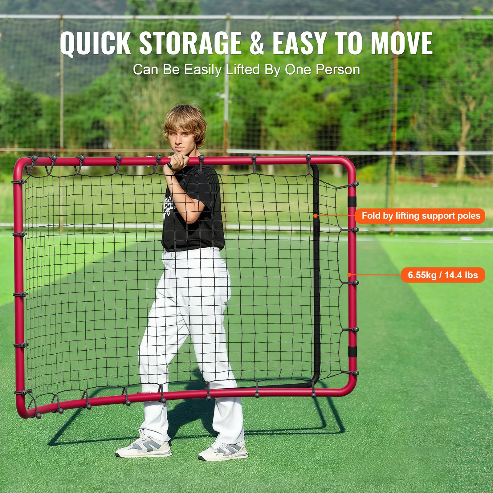 VEVOR Baseball And Softball Rebounder Net, 4 x 5.5 ft PitchBack Baseball Pitching Nest, Pitch Return Trainer Rebound Net with Pitching Target, All Angle Fielding Rebound Net for Grounders Pop Flies