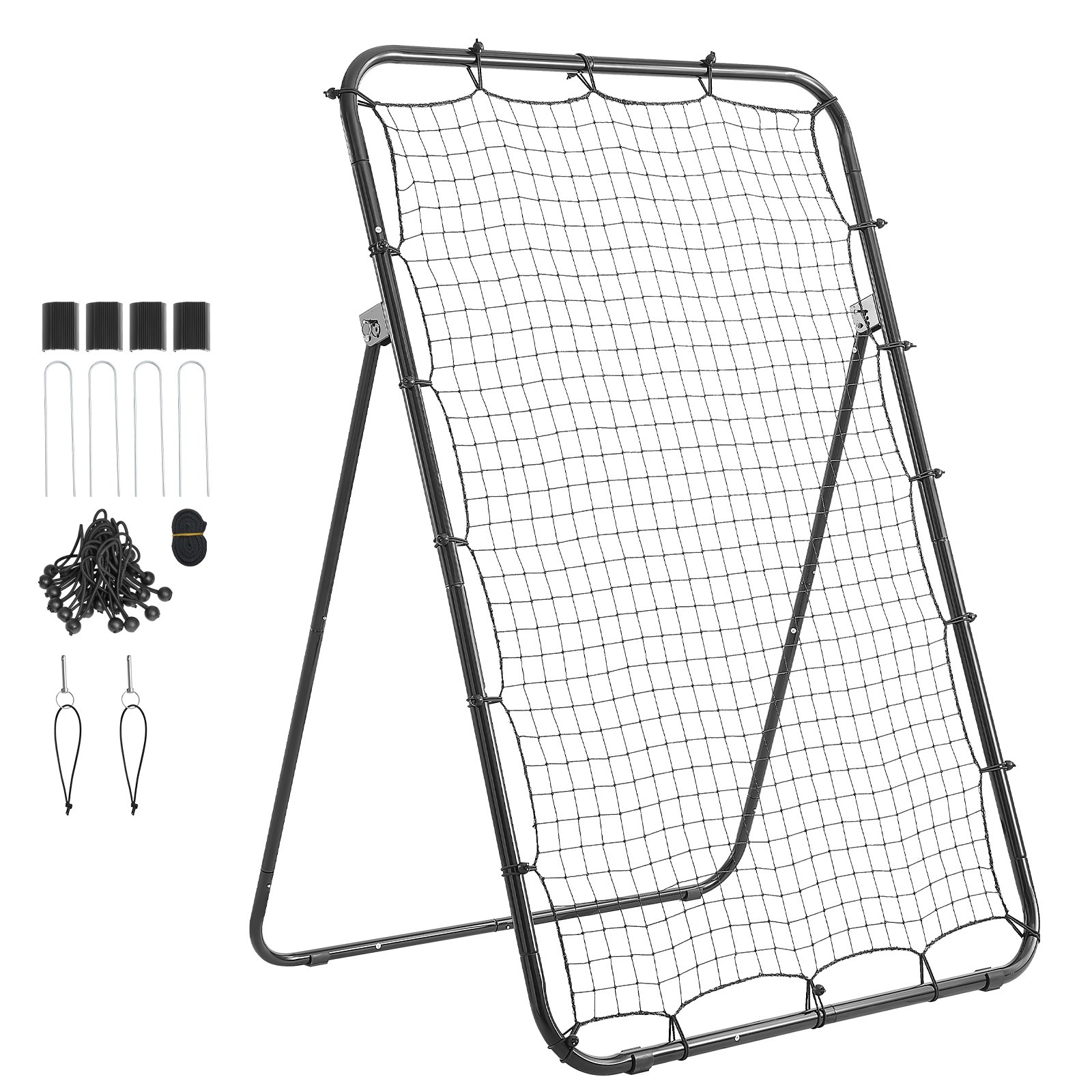 VEVOR Baseball Softball Rebounder Net 1210 x 1730 mm Pitch Back Trainer, 5 Adjustable Angles with Strike Zone Target, Steel Frame, Bounce Back Net for Pitching & Fielding Training, Return Practice