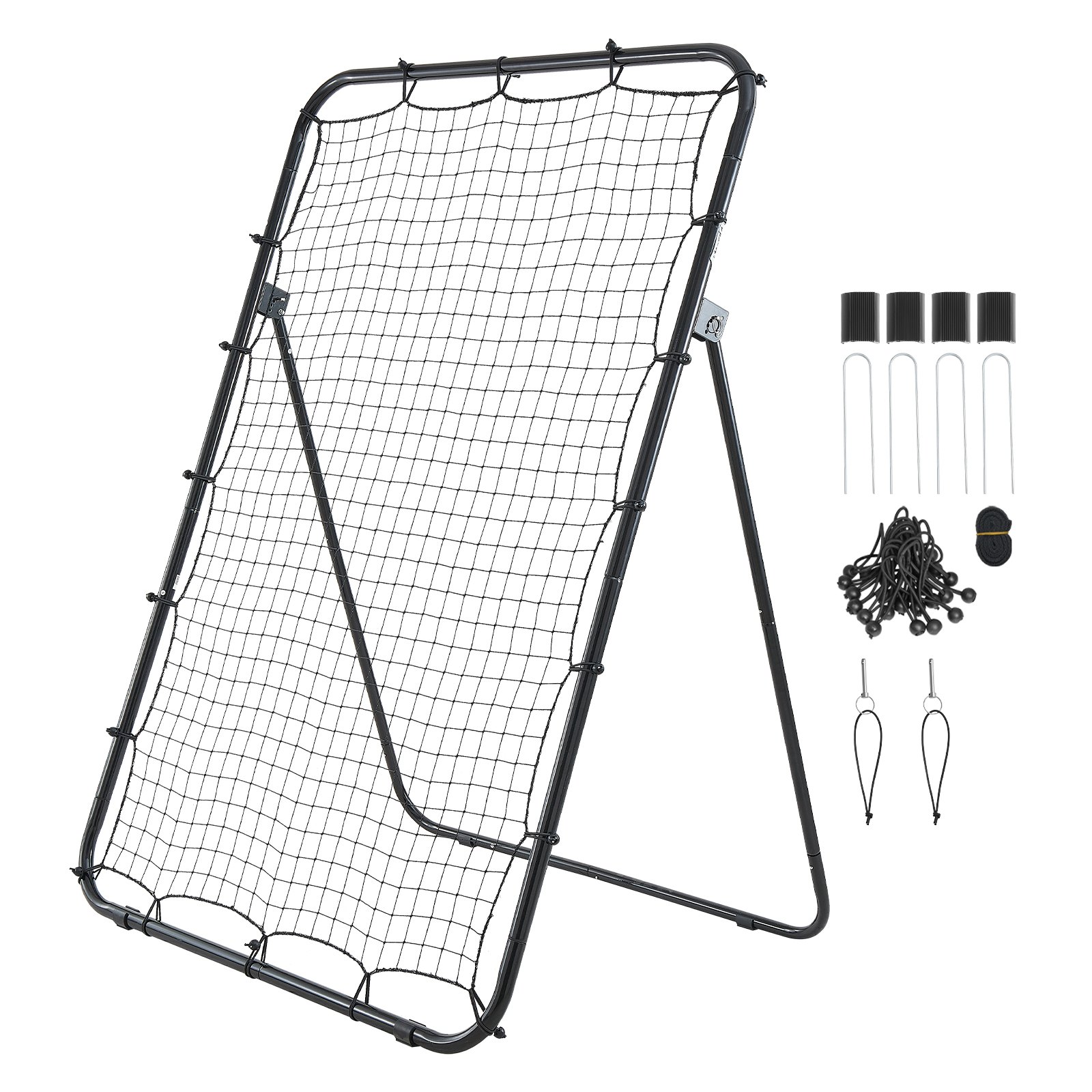 VEVOR Baseball Softball Rebounder Net 1210 x 1730 mm Pitch Back Trainer, 5 Adjustable Angles with Strike Zone Target, Steel Frame, Bounce Back Net for Pitching & Fielding Training, Return Practice