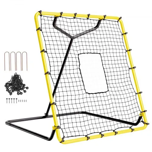 VEVOR Baseball And Softball Rebounder Net, 4 x 4.5 Feet PitchBack Baseball Nest for Pitching and Fielding Training, Pitch Return Trainer Rebound Net with Pitching Target, 4 Adjustable Angles