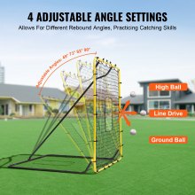 Plasa de rebounder pentru baseball și softball VEVOR 4x4,5 ft Unghiuri reglabile pentru pitchback