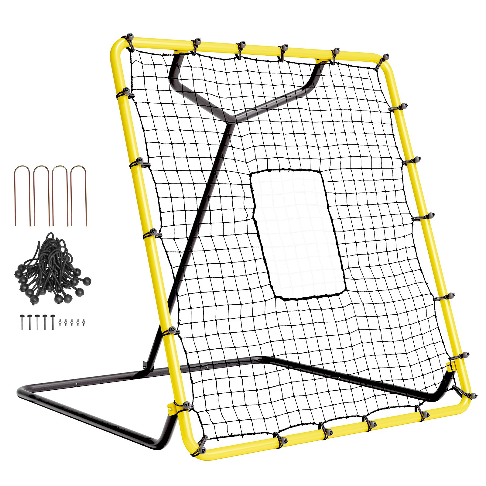 VEVOR Baseball And Softball Rebounder Net, 4 x 4.5 Feet PitchBack Baseball Nest for Pitching and Fielding Training, Pitch Return Trainer Rebound Net with Pitching Target, 4 Adjustable Angles