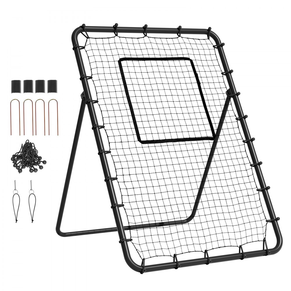 VEVOR Baseball And Softball Rebounder Net, 4 x 6 Feet PitchBack Baseball Nest for Pitching and Fielding Training, Pitch Return Trainer Rebound Net with Pitching Target, 4 Adjustable Angles