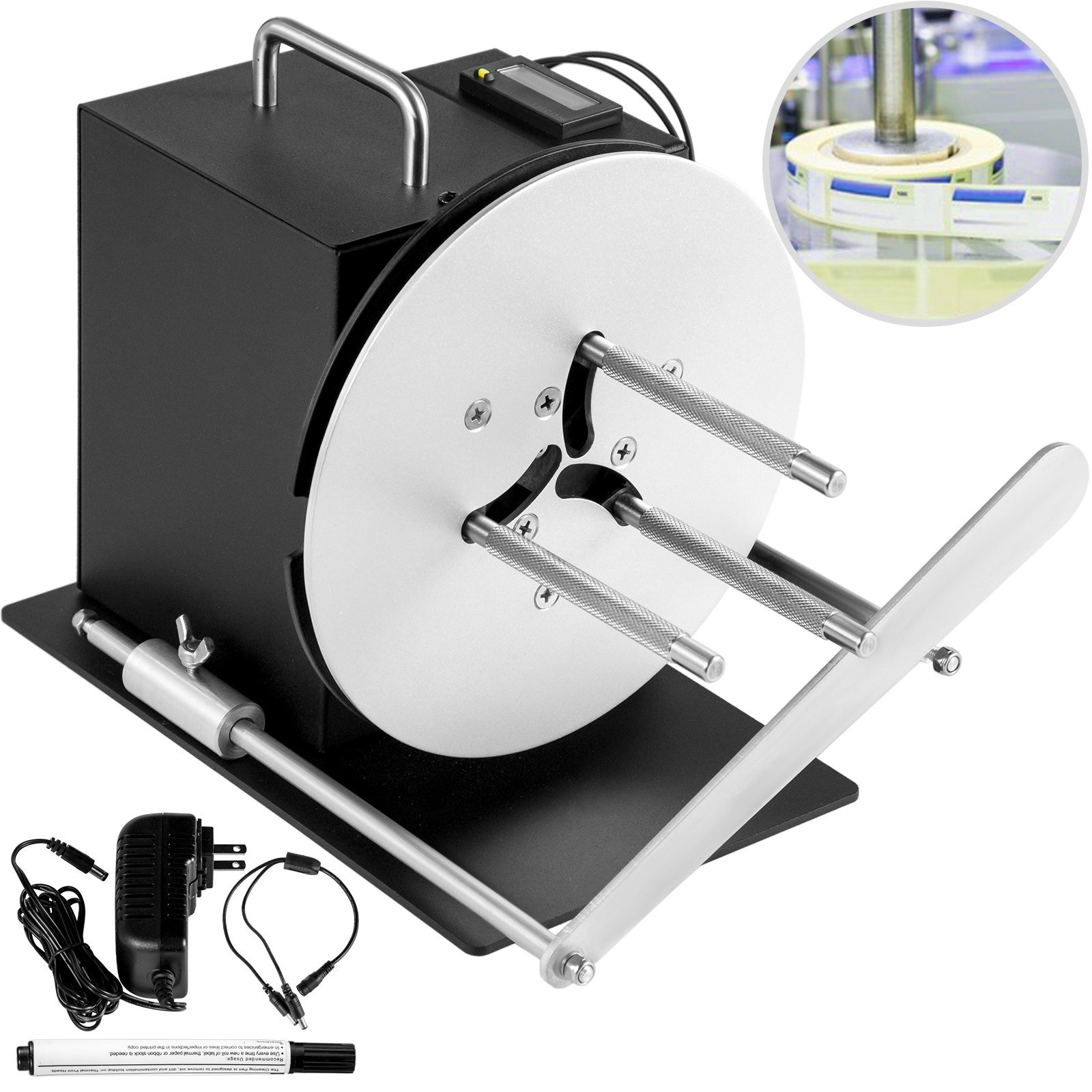 VEVOR Automatic Label Rewinder R7 with Counting Device 100mm Width Label Rewinder Machine 190mm Max.Diameter Rewinding Machine Synchronize with Printer for Industries
