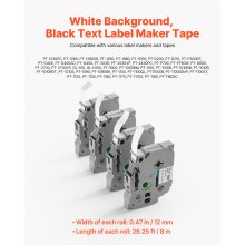 VEVOR Label Maker Tape 4 Pack 12 mm Black on White Label Maker Refills TZe-231