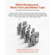 VEVOR Label Maker Tape 4 Pack 12 mm Black on White Label Maker Refills TZe-231