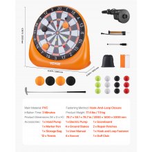 VEVOR Inflatable Soccer Dart Board over 6 ft with 4 Kick Balls 12 Tennis Pump