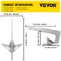 VEVOR Bruce Claw Anchor 22 lb Boat Anchor, Galvanized Steel Boat Anchor, 10 kg Marine Anchor with One Anchor Shackle, Heavy Duty Boat Anchor for Boat Yacht 26'-33' Mooring on the Beach