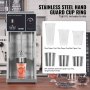 VEVOR ice cream blender with various cup options, stainless steel hand guard, and mixing controls.