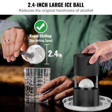 VEVOR Ice Ball Press, 2.4" Ice Ball Maker, Kit de presare a bilei de gheață din aliaj de aeronavă pentru sferă de gheață de 60 mm, presă de gheață cu clește și tavă de picurare, pentru whisky, cocktail, Bourbon, Scot de petrecere și vacanță, negru