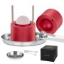 VEVOR Ice Ball Press, 6cm Ice Ball Maker, Aircraft Al Alloy Ice Ball Press Kit for 60mm Ice Sphere, Ice Press with Tong and Drip Tray, for Whiskey, Cocktail, Bourbon, Scot on Party & Holiday, Red