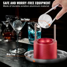 VEVOR Ice Ball Press, 2.4\" Ice Ball Maker, Aircraft Al Alloy Ice Ball Press Kit for 60mm Ice Sphere, Ice Press with Tong and Drip Tray, for Whiskey, Cocktail, Bourbon, Scot on Party & Holiday, Red