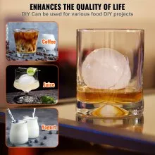 VEVOR Ice Ball Press, 2.4" Ice Ball Maker, Aircraft Al Alloy Ice Ball Press Kit for 60mm Ice Sphere, Ice Press with Tong and Drip Tray, for Whiskey, Cocktail, Bourbon, Scot on Party & Holiday, Silver