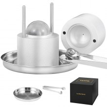 VEVOR Ice Ball Press, 2.4" Ice Ball Maker, Aircraft Al Alloy Ice Ball Press Kit for 60mm Ice Sphere, Ice Press with Tong and Drip Tray, for Whiskey, Cocktail, Bourbon, Scot on Party & Holiday, Silver
