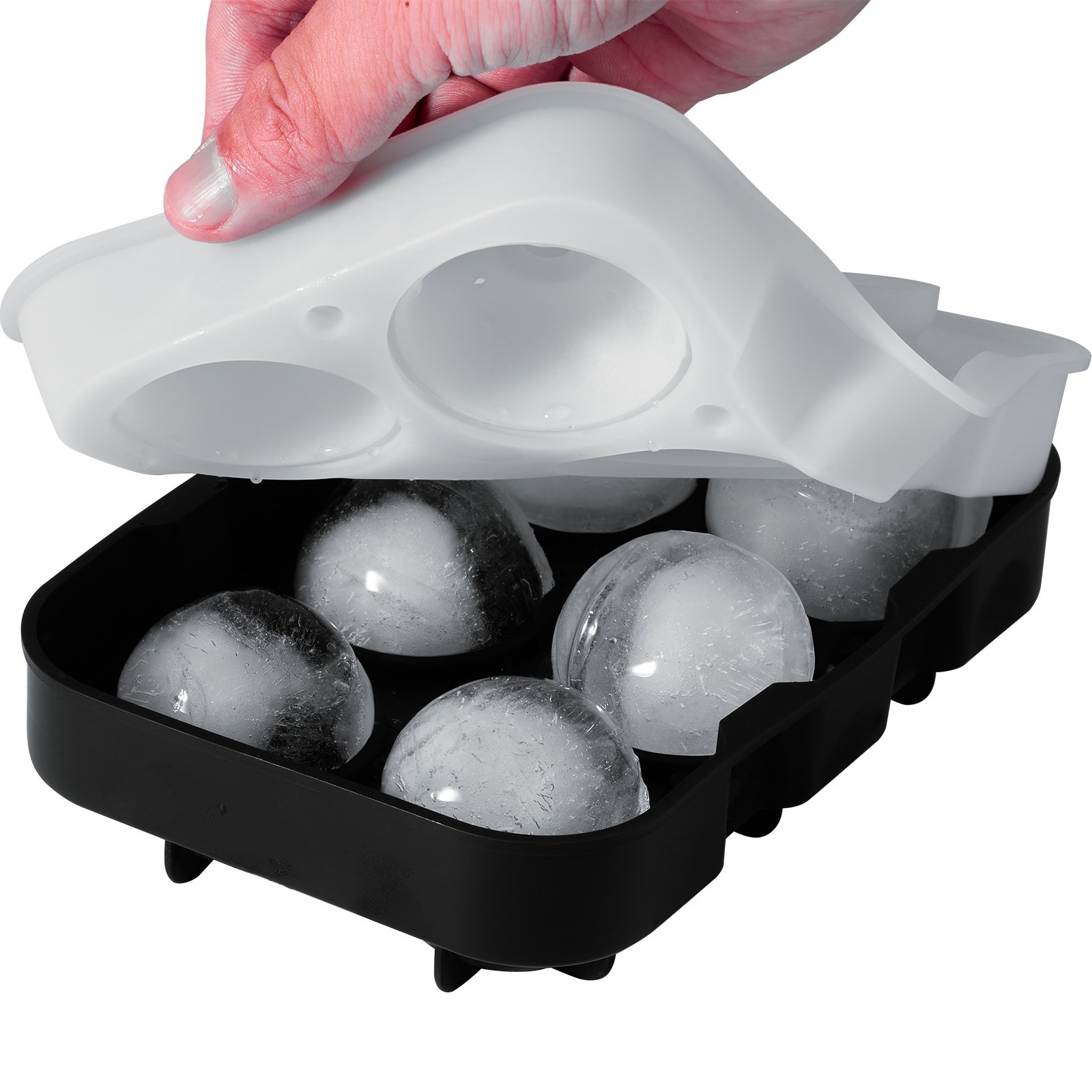 VEVOR Ice Ball Maker Δίσκος παγοθήκης σιλικόνης με καπάκι 2 πακέτα κοκτέιλ ουίσκι