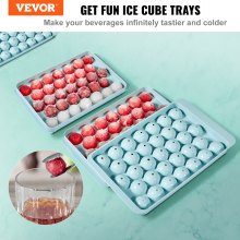 VEVOR Ice Cube Tray, Round Ice Ball Maker for Freezer, 2x33pcs & 1x104pcs Ice Balls, Sphere Ice Cube Making 170pcs Small Ice Chilling Cocktail Whiskey Tea Coffee, 3Pack Ice trays & Ice Bin & Scoop