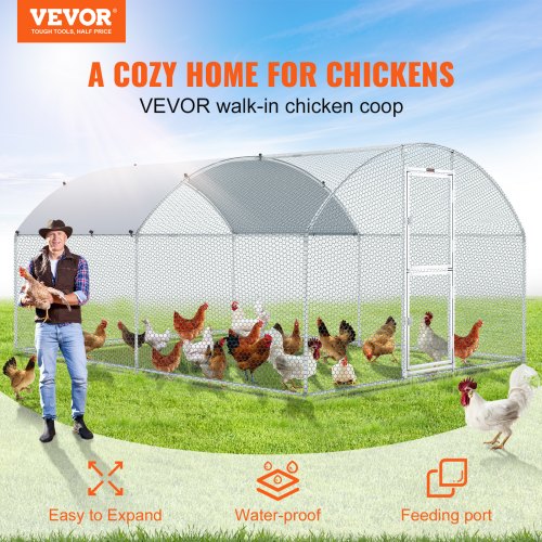 DWVO Large Metal Chicken Coop, Predator Proof Outdoor Poultry Cage, 13