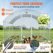 VEVOR Large Metal Chicken Coop with Run, Walkin Chicken Coop for Yard with Waterproof Cover, 13.1 x 9.8 x 6.6 ft, Dome Roof Large Poultry Cage for Hen House, Duck Coop and Rabbit Run, Silver