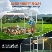 VEVOR Large Metal Chicken Coop with Run, Walkin Chicken Coop for Yard with Waterproof Cover, 13.1 x 9.8 x 6.6 ft, Dome Roof Large Poultry Cage for Hen House, Duck Coop and Rabbit Run, Silver